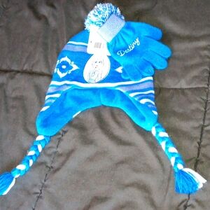 Frozen winter hat and mittens